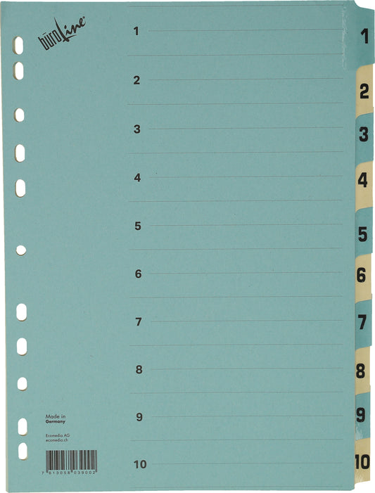 BÜROLINE Kartonregister A4 40548 blau/beige 1-10