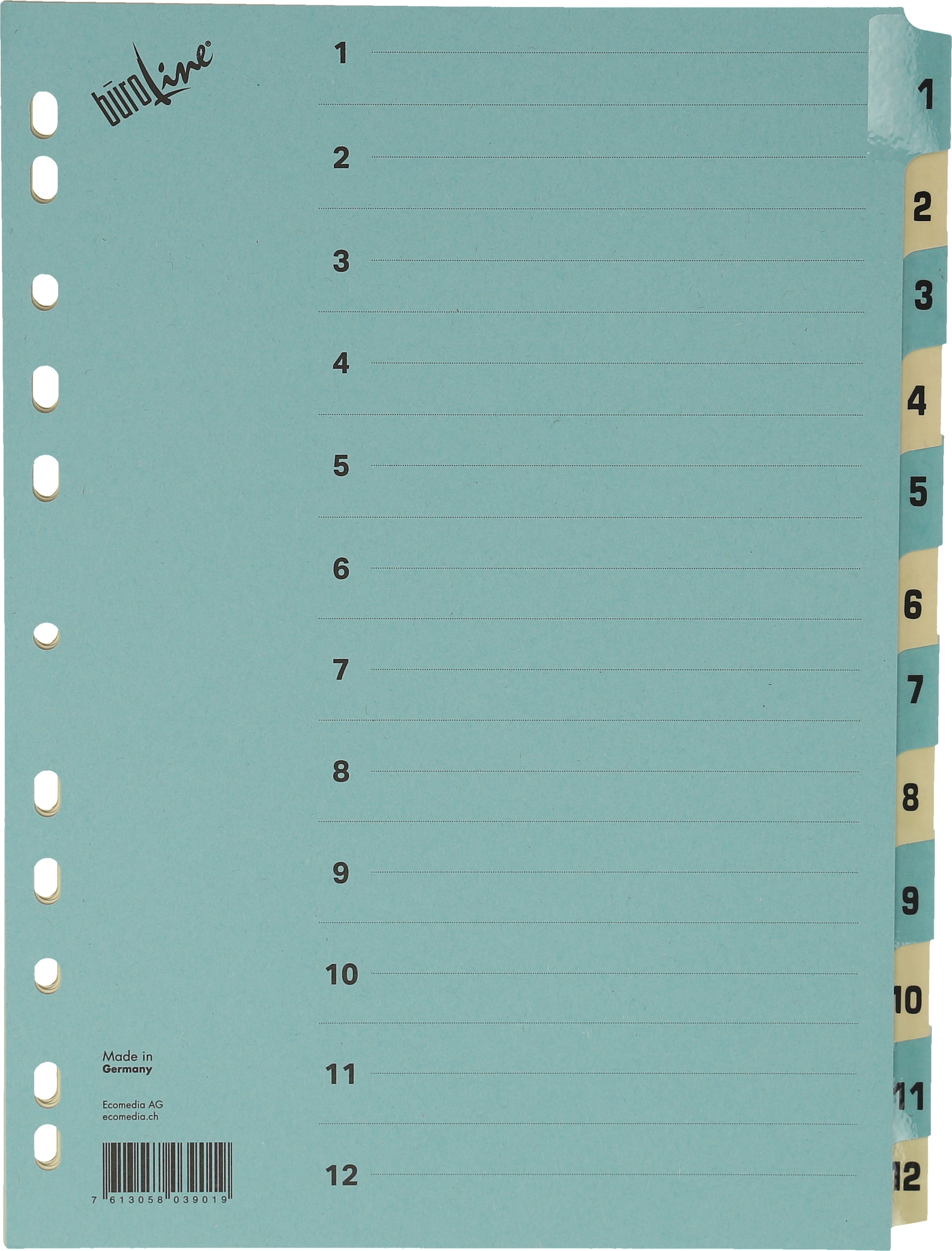 BÜROLINE Kartonregister A4 40550 blau/beige 1-12