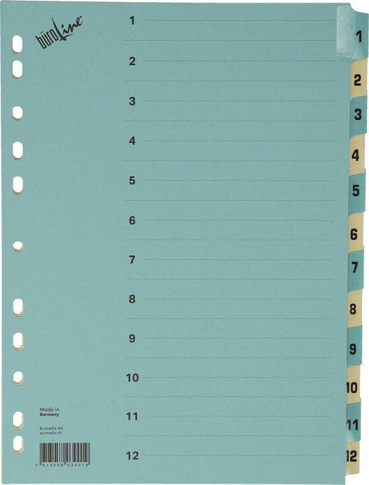 BÜROLINE Kartonregister A4 40550 blau/beige 1-12