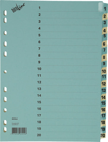 BÜROLINE Kartonregister A4 40552 blau/beige 1-20