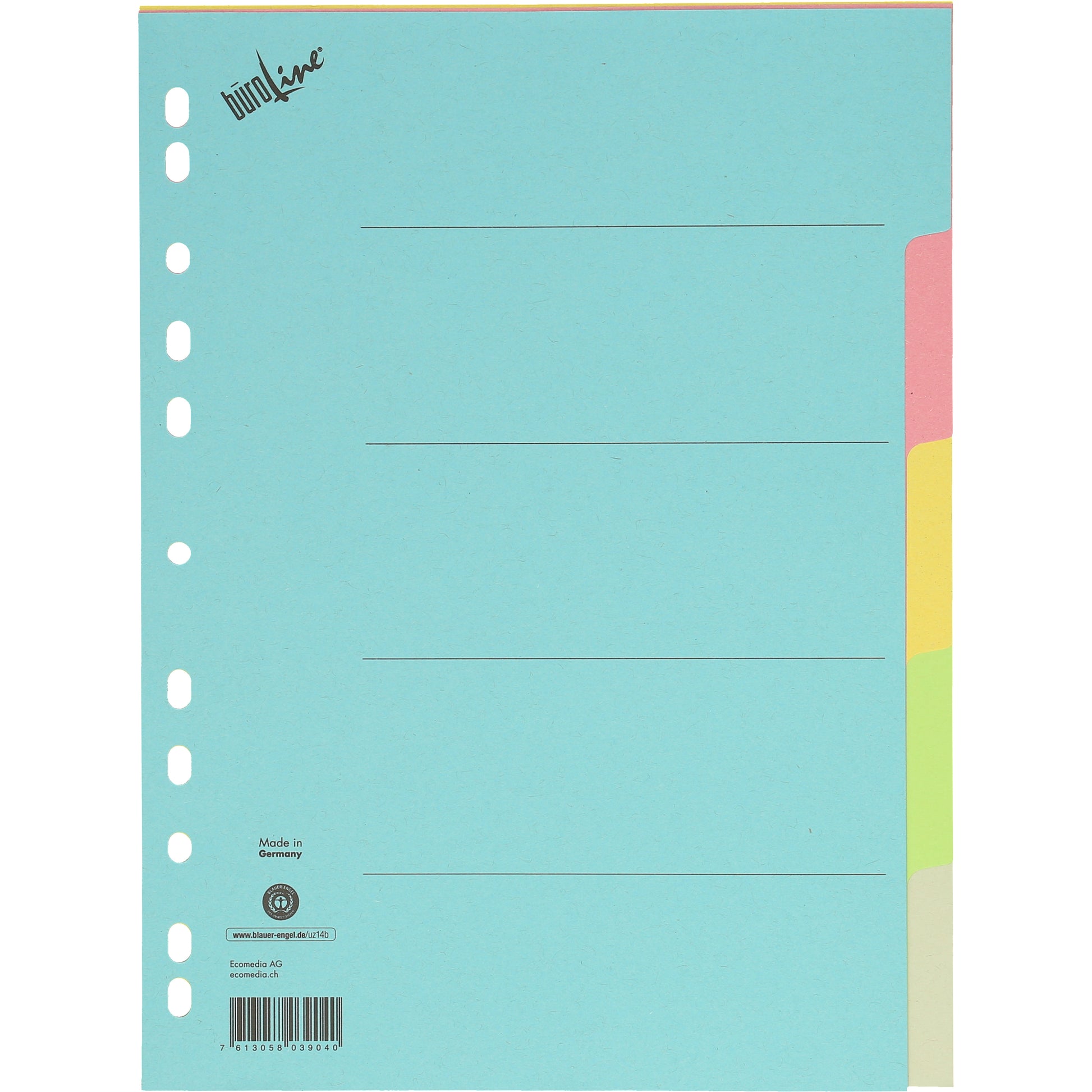 BÜROLINE Kartonregister A4 40576 bunt 5-teilig
