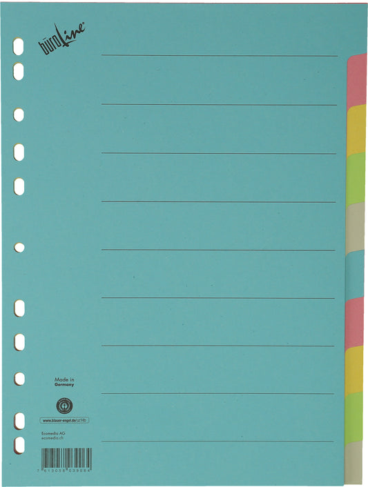 BÜROLINE Kartonregister A4 40580 bunt 10-teilig