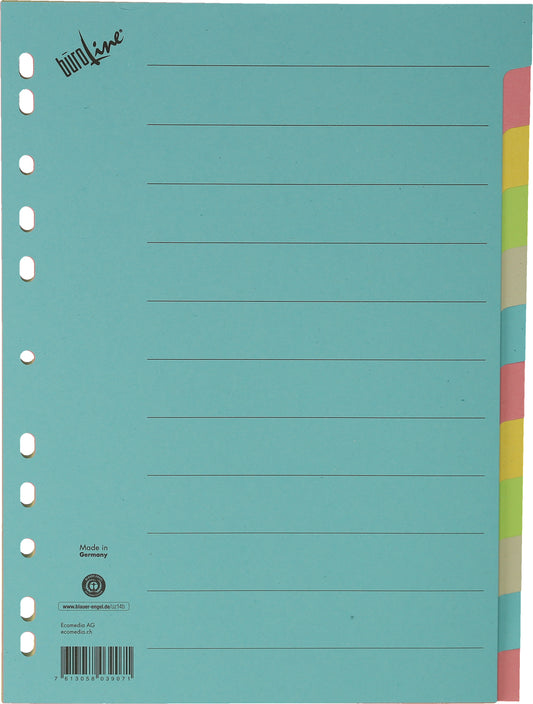 BÜROLINE Kartonregister A4 40582 bunt 12-teilig