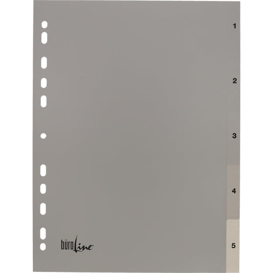 BÜROLINE Register PP A4 40932 grau 1-5