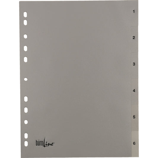 BÜROLINE Register PP A4 40934 grau 1-6