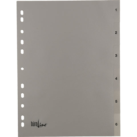 BÜROLINE Register PP A4 40934 grau 1-6