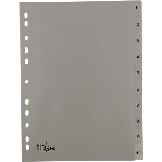BÜROLINE Register PP A4 40936 grau 1-10