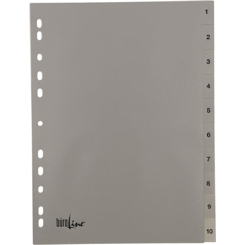 BÜROLINE Register PP A4 40936 grau 1-10