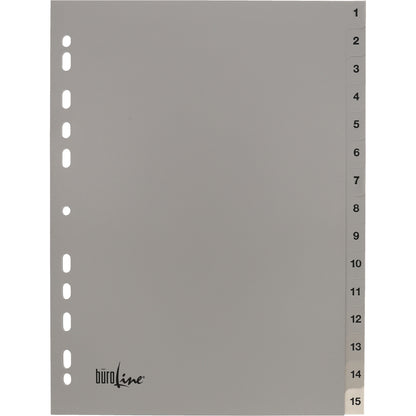 BÜROLINE Register PP A4 40940 grau 1-15