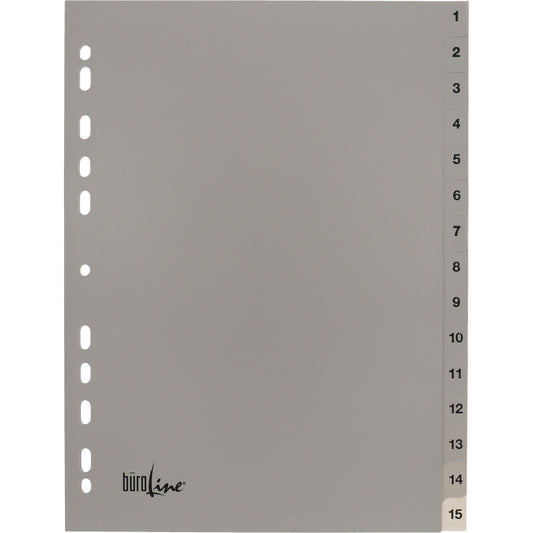BÜROLINE Register PP A4 40940 grau 1-15