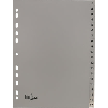 BÜROLINE Register PP A4 40942 grau 1-20