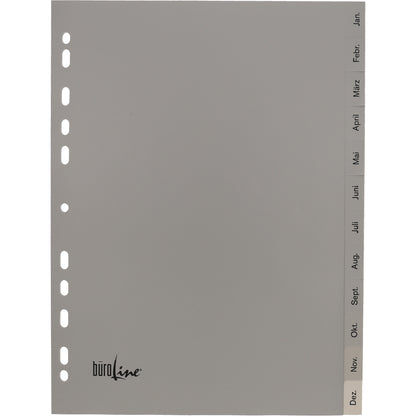 BÜROLINE Register PP A4 40949 grau Jan-Dez DE