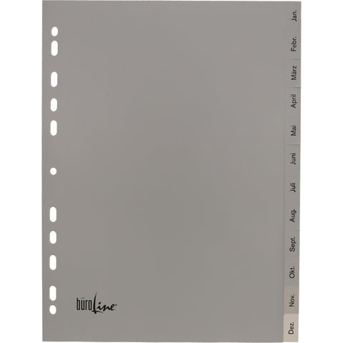 BÜROLINE Register PP A4 40949 grau Jan-Dez DE