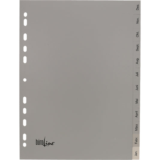 BÜROLINE Register PP A4 40951 grau Dez-Jan DE