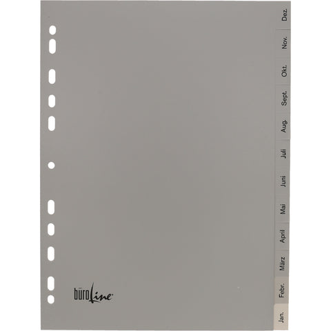 BÜROLINE Register PP A4 40951 grau Dez-Jan DE