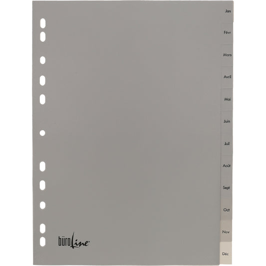 BÜROLINE Register PP A4 40953 grau Jan-Dec FR