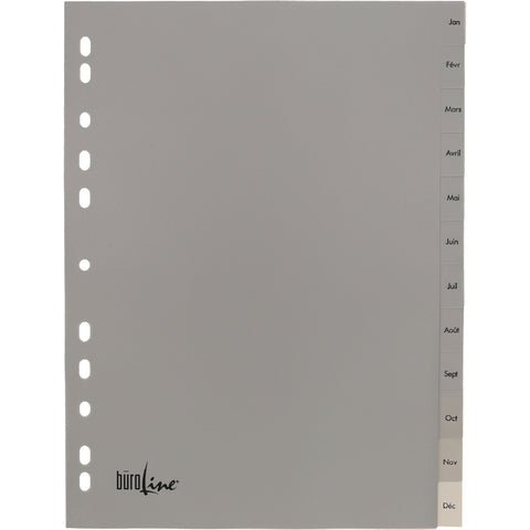BÜROLINE Register PP A4 40953 grau Jan-Dec FR