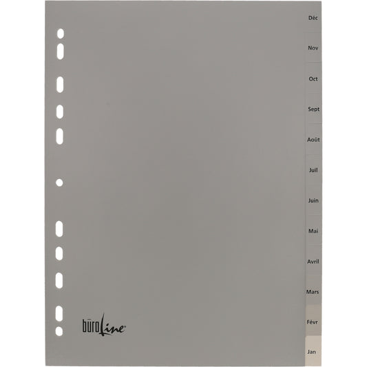 BÜROLINE Register PP A4 40955 grau Déc-Jan FR