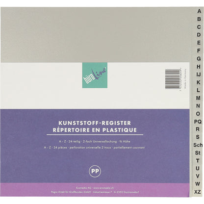 BÜROLINE Register PP A4 3/4 H. 40958 grau A-Z 20-teilig
