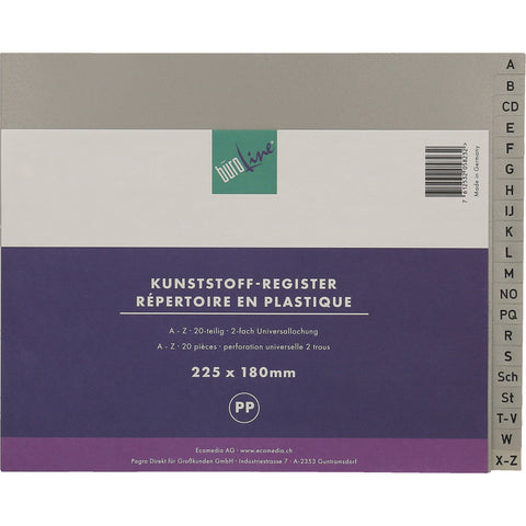 BÜROLINE Register PP A-Z 1/2 H. 40963 grau 20-teilig
