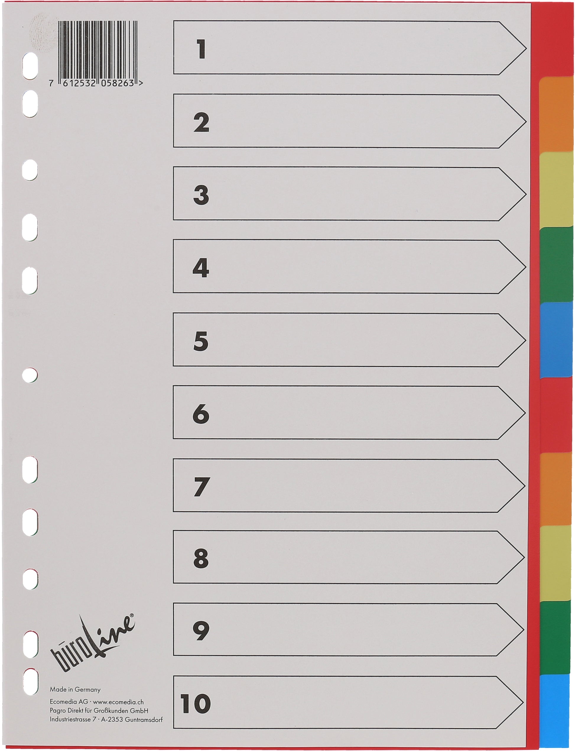 BÜROLINE Register PP A4 40983 bunt 10-teilig