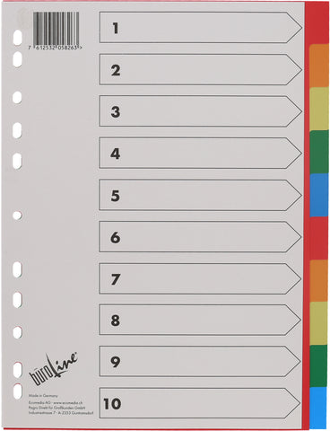 BÜROLINE Register PP A4 40983 bunt 10-teilig