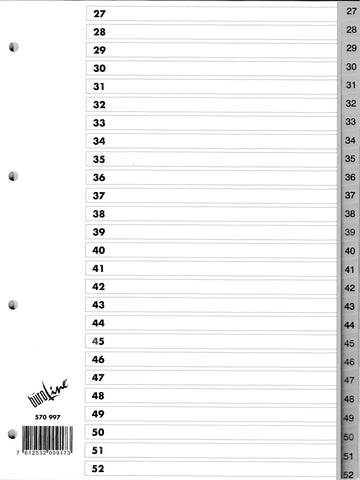 BÜROLINE Register PP A4 570997 grau 1-52