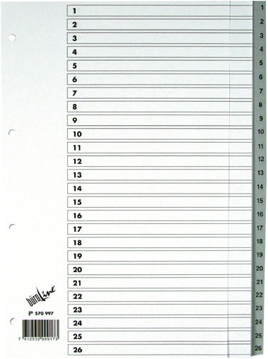BÜROLINE Register PP A4 570997 grau 1-52