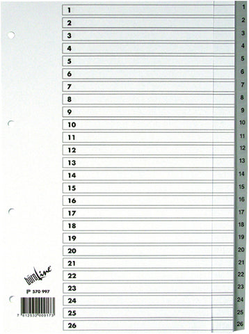 BÜROLINE Register PP A4 570997 grau 1-52