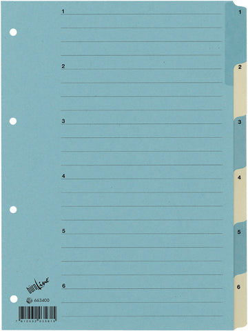 BÜROLINE Kartonregister A4 663400 blau/beige 1-6