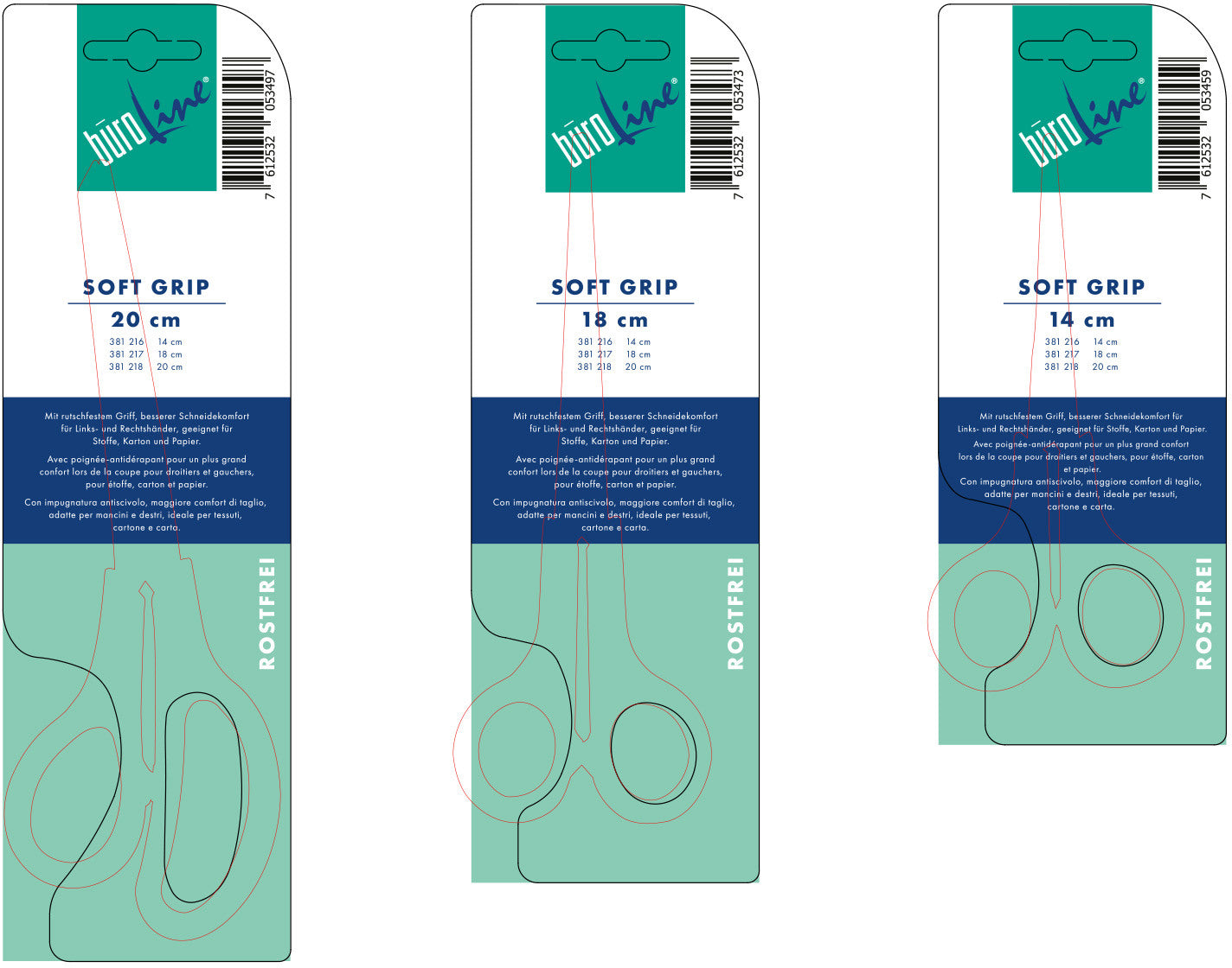 BÜROLINE Schere SoftGrip 18cm E-30271 ECO rostfrei