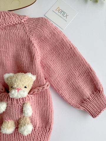 Pink baby Sweater with kitten