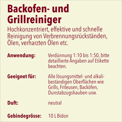 Limpiador de horno y parrilla, valor de pH 13, 10 litros