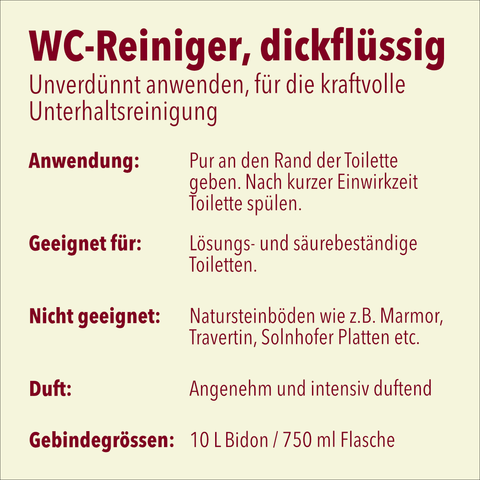 WC-Reiniger, dickflüssig, 10 Liter, pH <2, Gefahrengut UN3264i