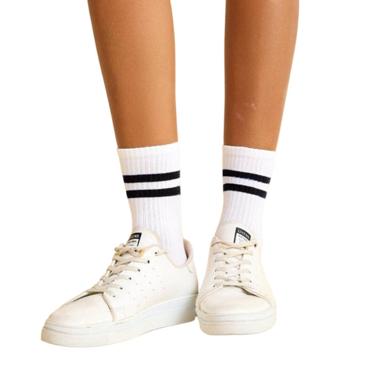 455-8 Socken in Weiss mit schwarzen Streifen