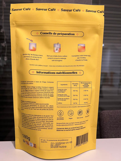 Привіт – Кава Грибний Еліксир | Легко Кофеїновий • 2200мг Грибних Екстрактів • Веганський • 🇫🇷 Зроблено у Франції