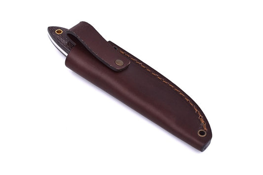 Bobtail 80 - Bison Micarta- Scandi - Leather