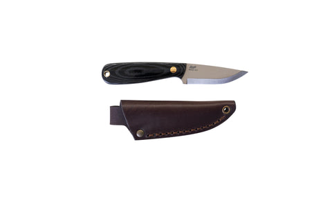 Necker 70 - BlackMicarta - Scandi - Leather