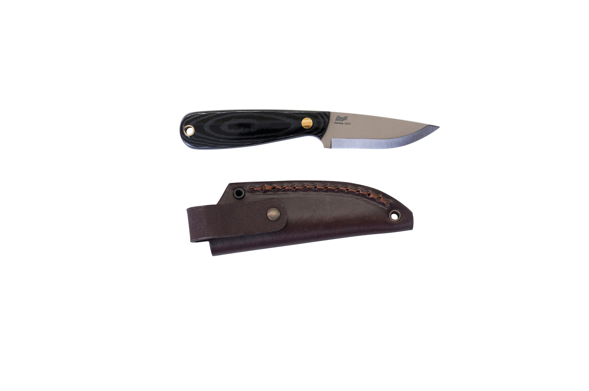 Necker 70 - BlackMicarta - Scandi - Leather