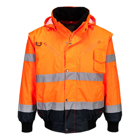Warnschutz 3-in-1 Kontrast Pilotjacke – Orange/Marine – Arbeitsjacke