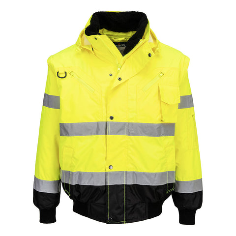 Warnschutz 3-in-1 Kontrast Pilotjacke – Gelb/Schwarz – Arbeitsjacke