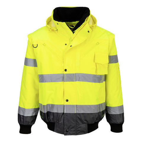 Warnschutz 3-in-1 Kontrast Pilotjacke – Gelb/Grau – Arbeitsjacke