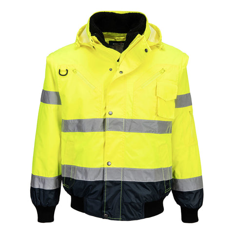 Warnschutz 3-in-1 Kontrast Pilotjacke – Gelb/Marine – Arbeitsjacke