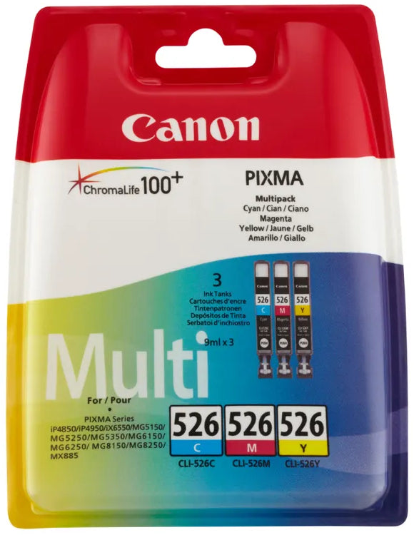 CANON Multipack Tinte CMY CLI-526PACK PIXMA iP 4850 3x9ml