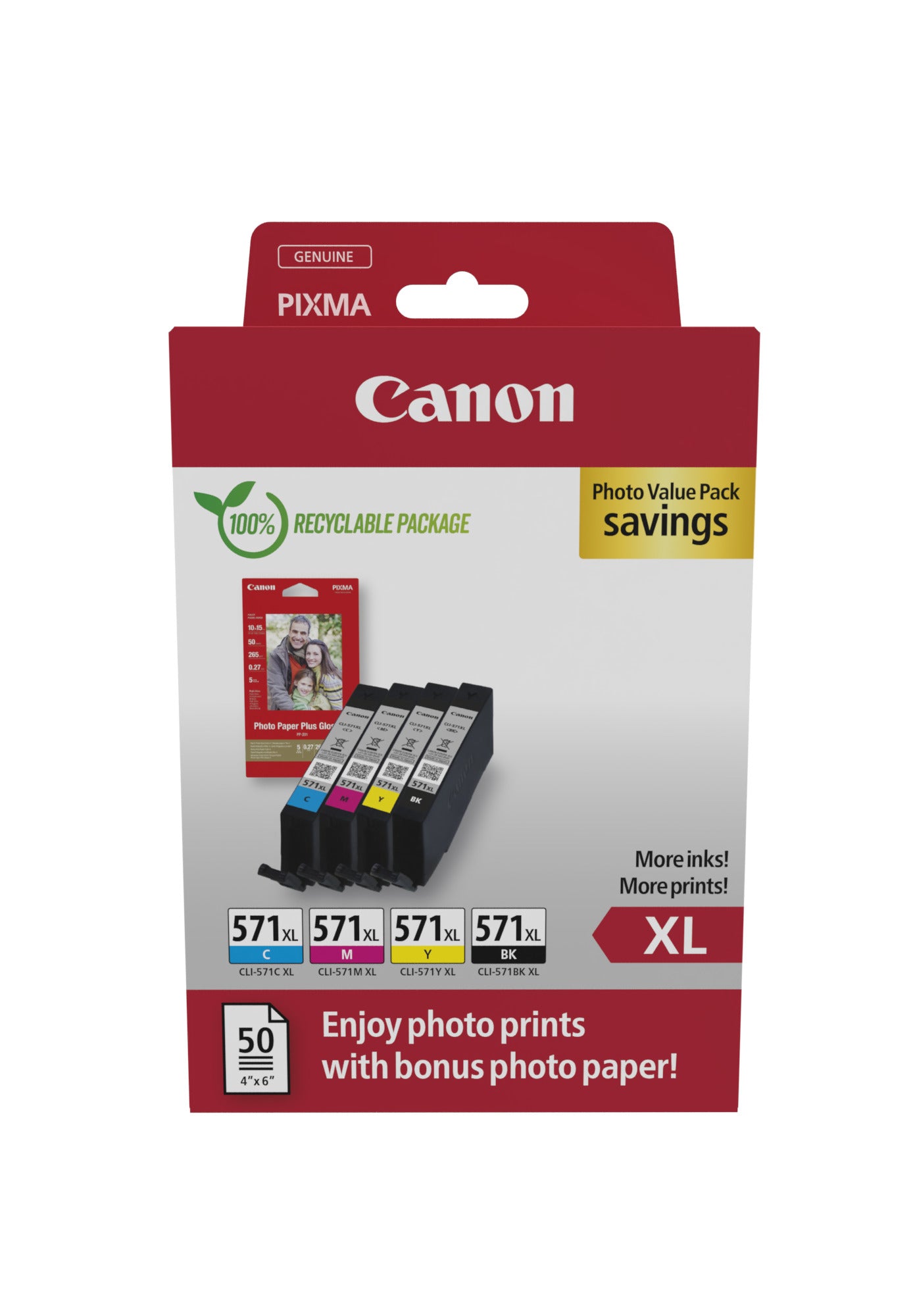 CANON Ink Photo Value Pack XL BKCMY CLI-571VAL PIXMA MG5750 11ml