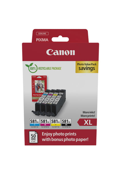 CANON Multipack Tinte Photo BKCMY CLI-581XL Pixma TR7550 4x8.3ml