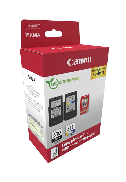 CANON Photo Value Pack BKCMY PGCL510/1 Pixma iP2700 GP-501 50Bl.