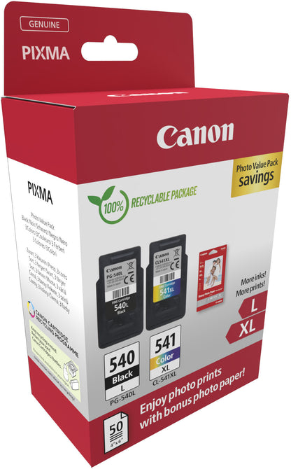 CANON Photo Value Pack L/XL CMYBK PGCL540/1 PIXMA MG2150 GP-501 50Bl.