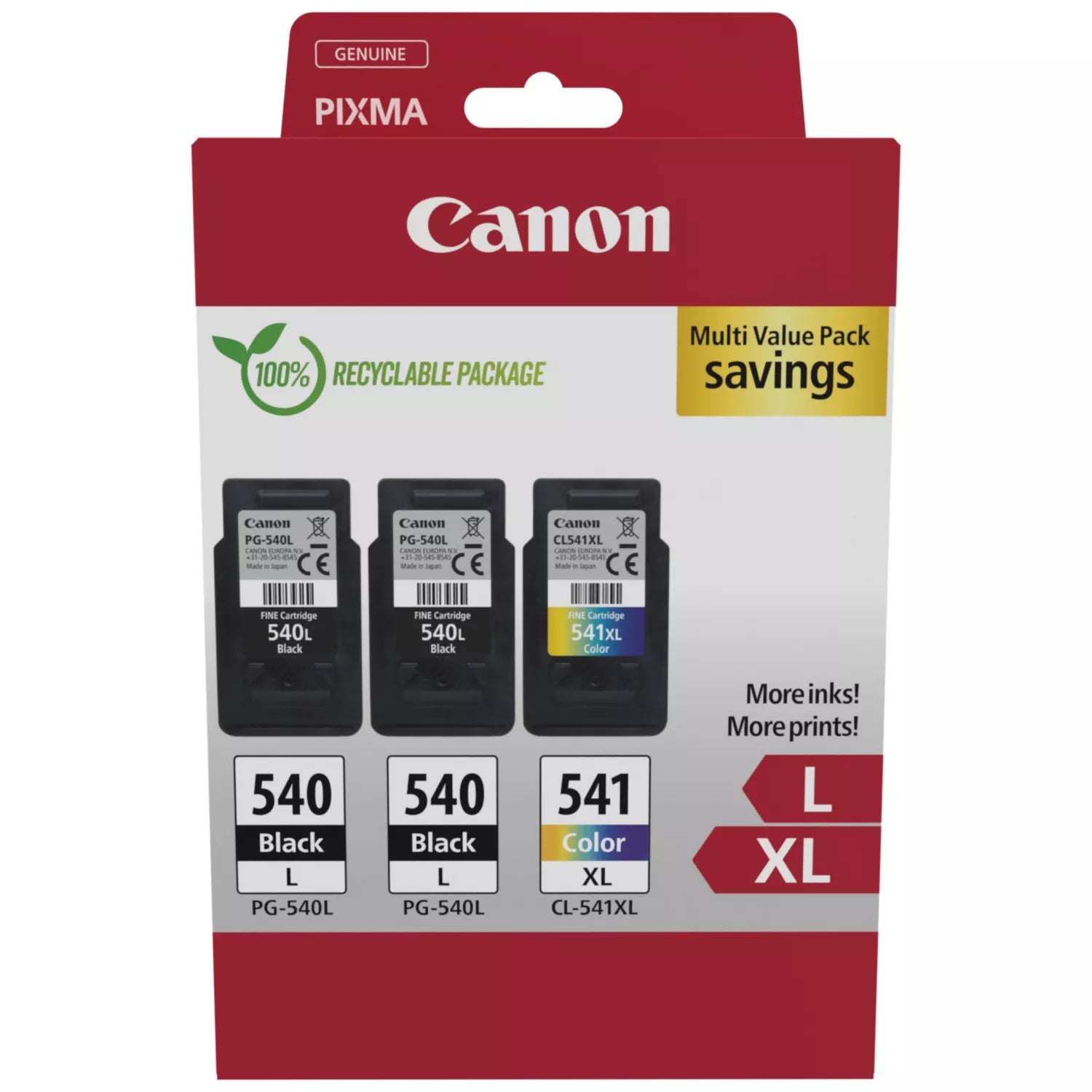 CANON Multipack Tinte L+XL BKCMY PGCL540/1 Pixma MG2150 2xLBK & 1xCMYXL