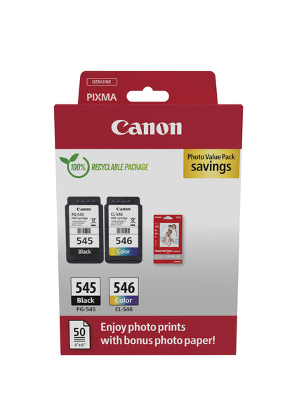 CANON Photo Value Pack XL CMYBK PGCL545/6 PIXMA iP2850 GP-501 50Bl.